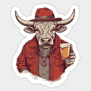 Bull and beer Sticker